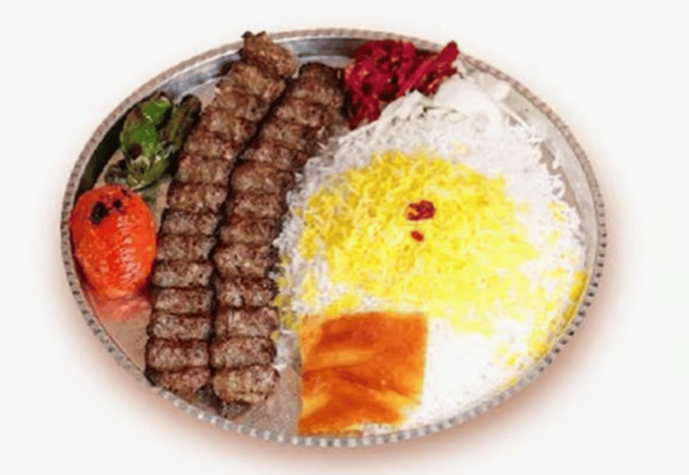چلو کباب کوبیده ۲ سیخ