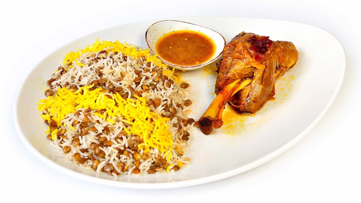 Adas Polo With Lamb Shank