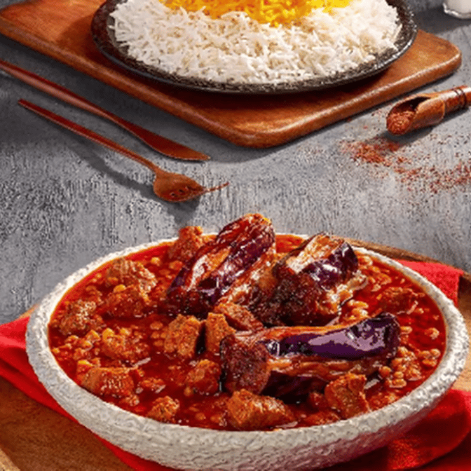 Eggplant & Split Pea Stew Combo/ خورشت قیمه بادمجان