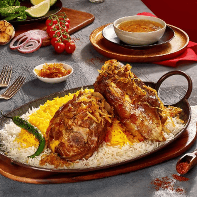 Special Braised Lamb Neck(2 Pcs) with Saffron Basmati Rice (No Drink, No Salad) / گردن ویژه با برنج زعفرانی