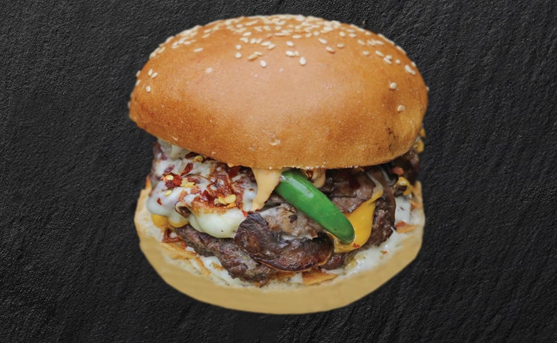 برگر پنیر قارچ تند