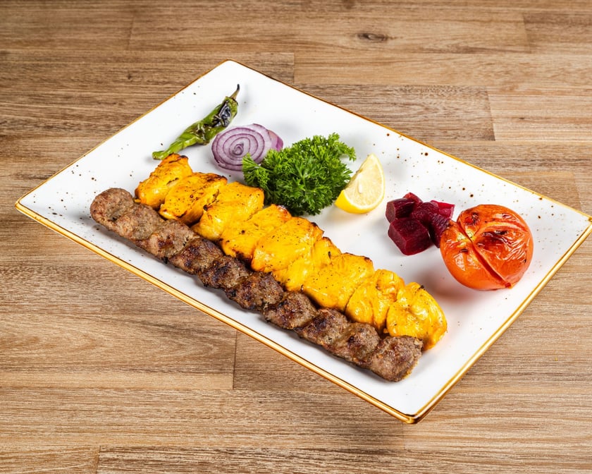 Vaziri Breast kebab without rice served with soup &pop  / کباب وزیری سینه بدون برنج