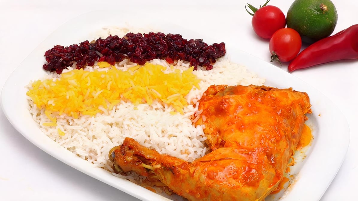 Zereshk Polo with Chicken Leg